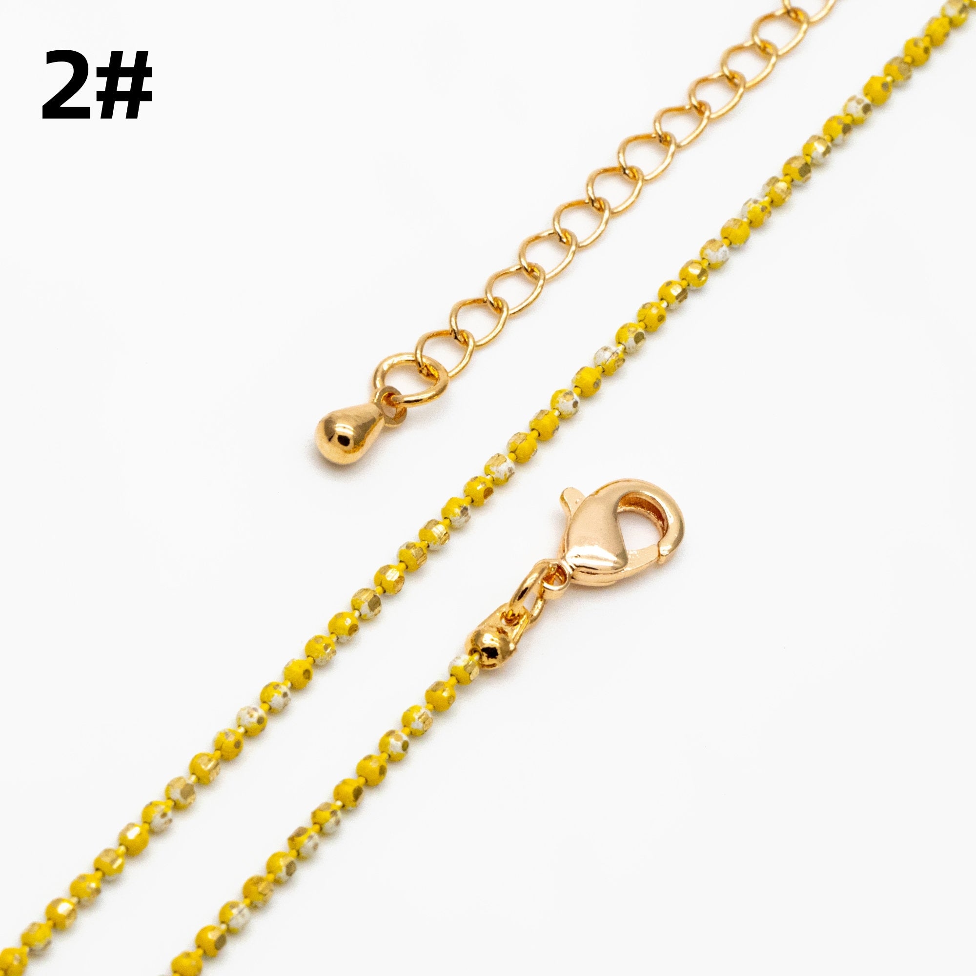 Gold Faceted Ball Beaded Chain, Finished Bracelet/ Anklet/ Necklace with Extender Chain, Ready to Wear (#LK-256)